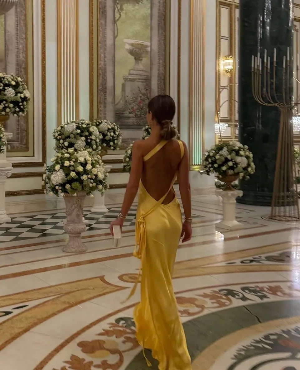 Amara open backless Satin Dress