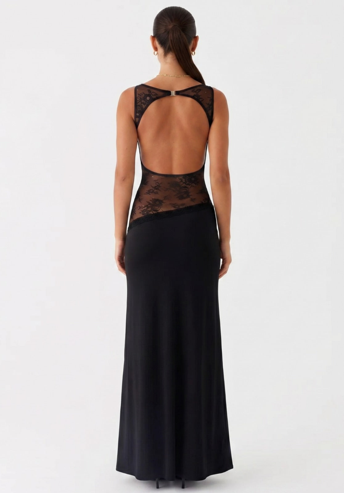 Rugloze geplooide maxi-jurk