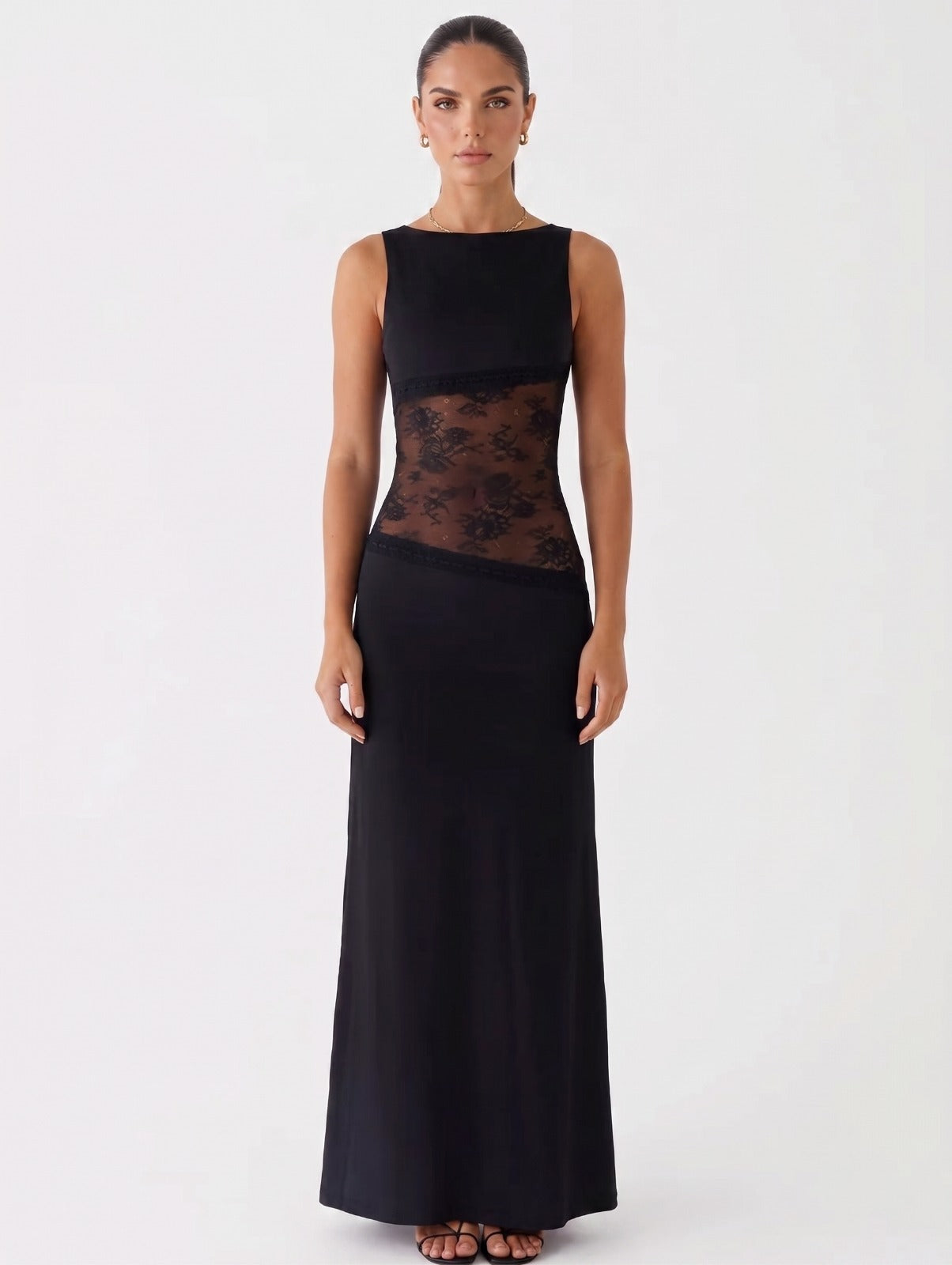 Rugloze geplooide maxi-jurk