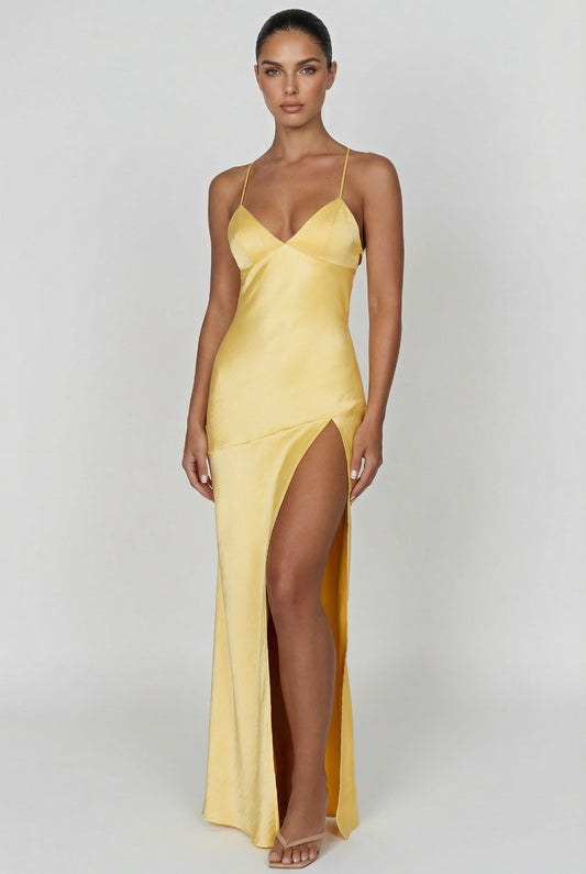 daisy maxi slit dress