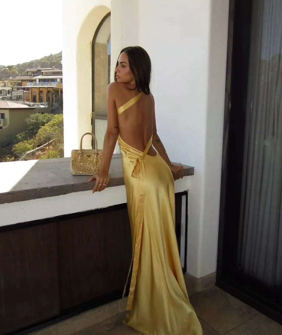Amara open backless Satin Dress