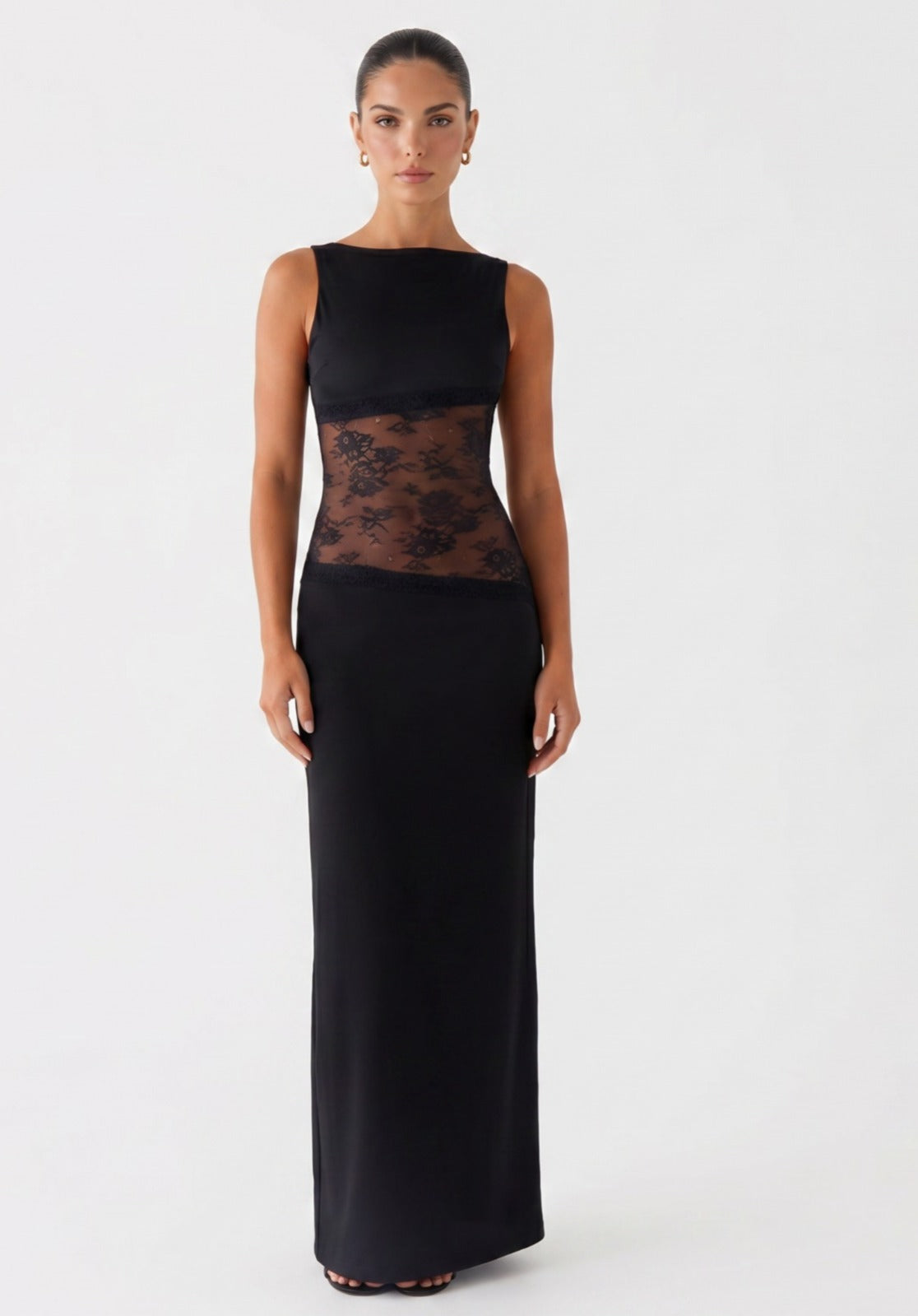Rugloze geplooide maxi-jurk