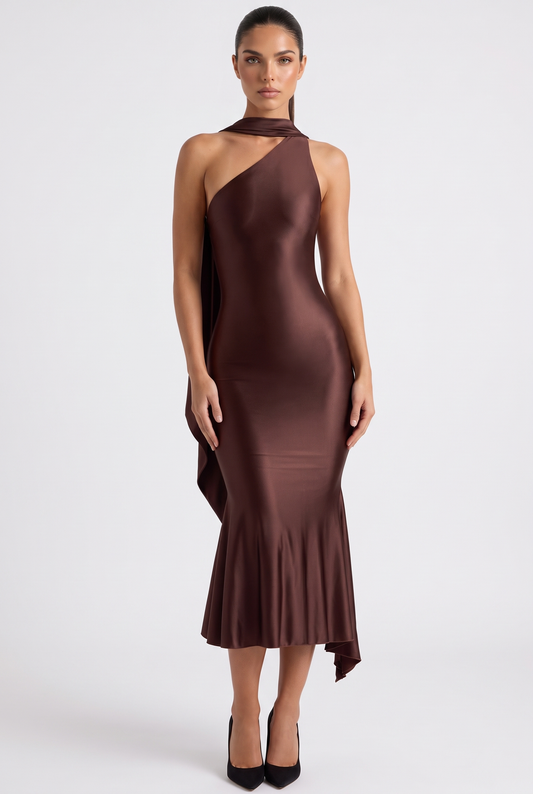 Delphine Satin Midi Dress